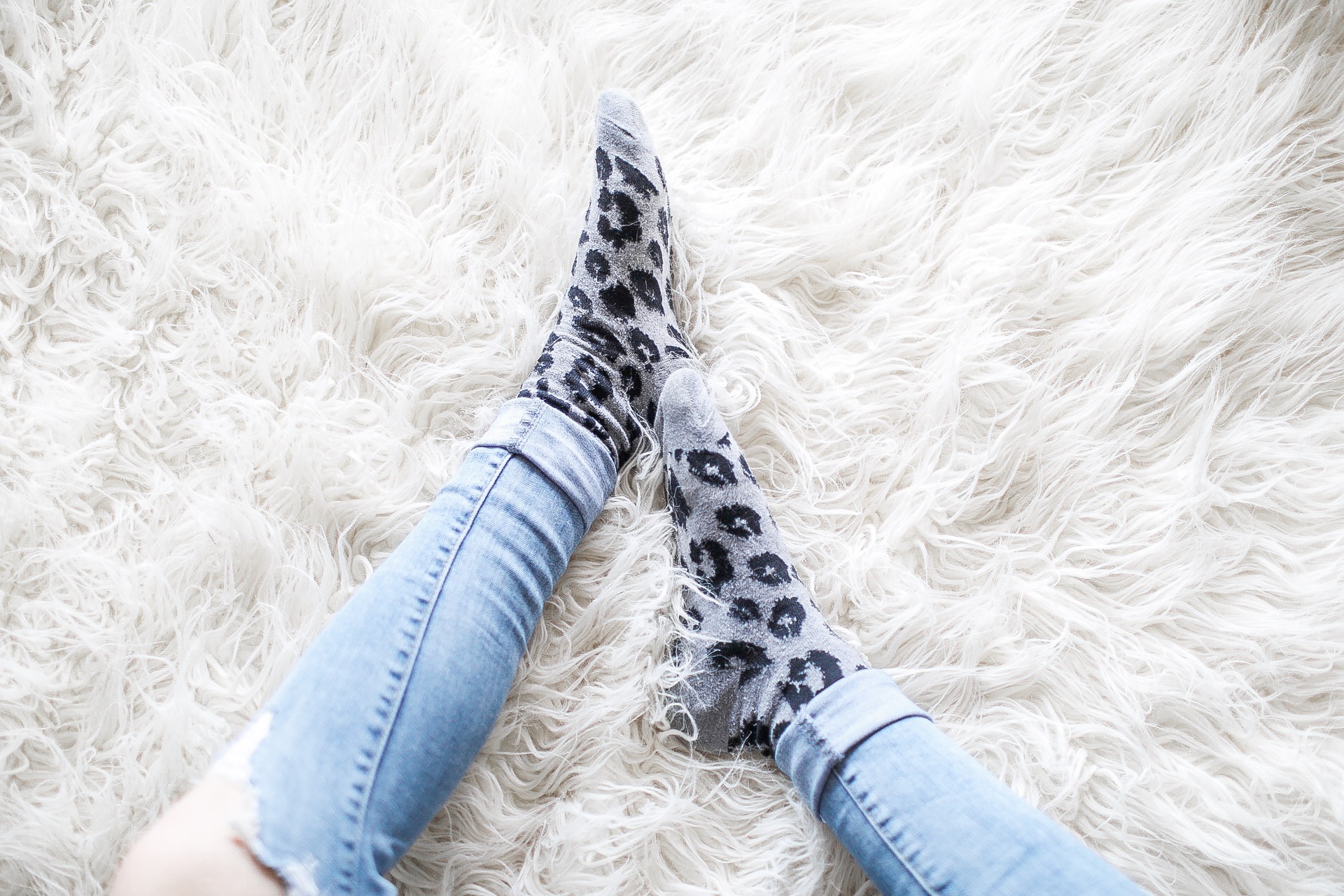 Cheetah Print socks on blanket
