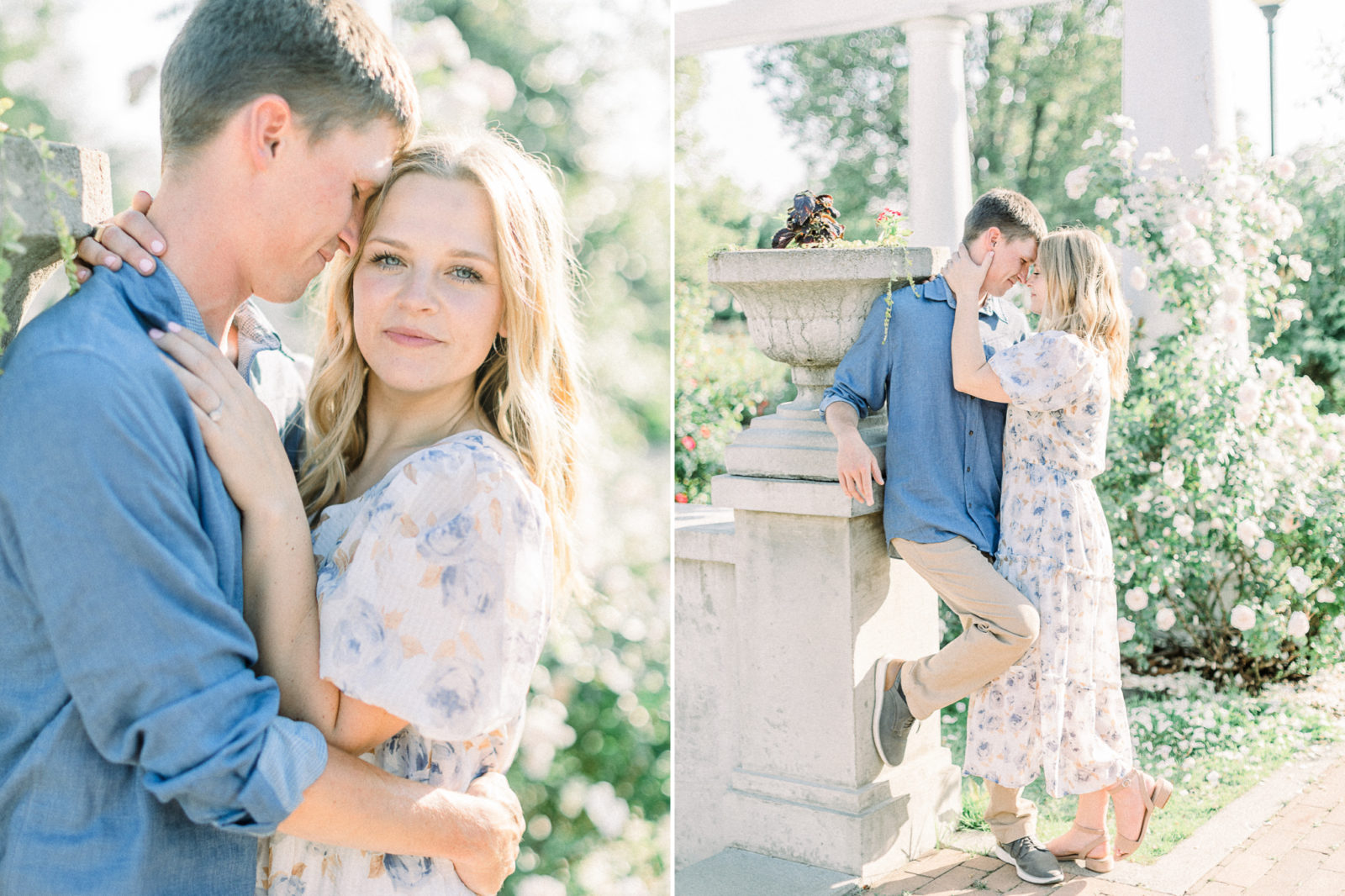 A Romantic Engagement at Lakeside Rose Garden