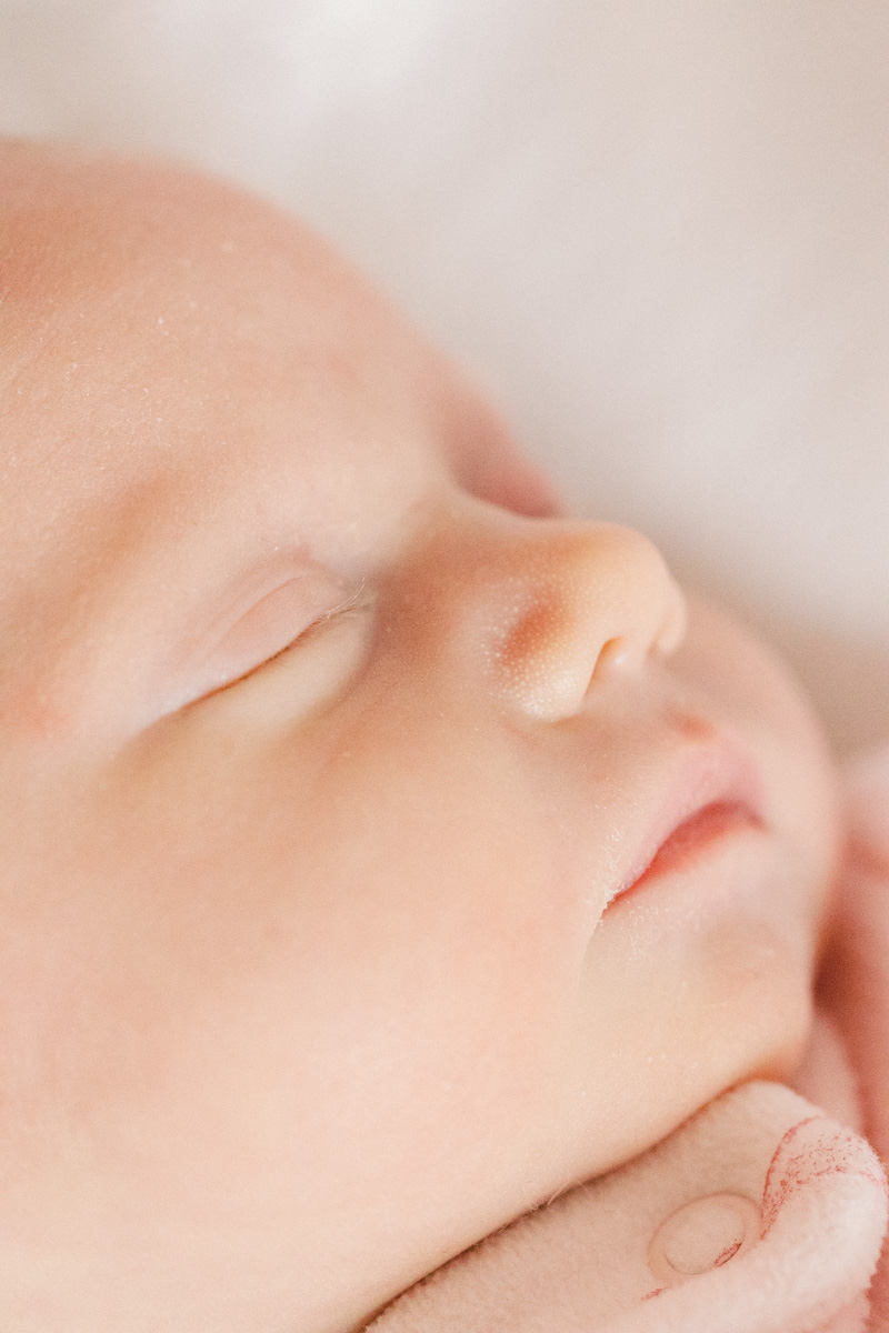 newborn baby face details closeup