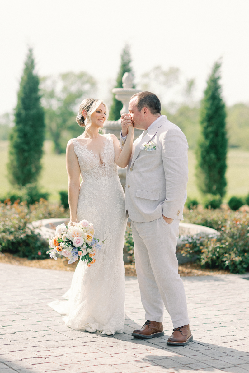 bride and groom kissing