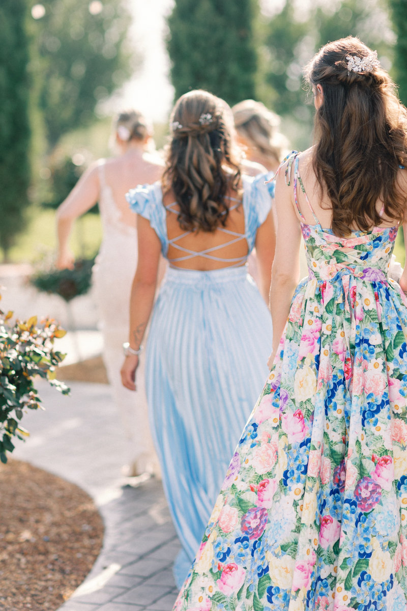 bridesmaids walking