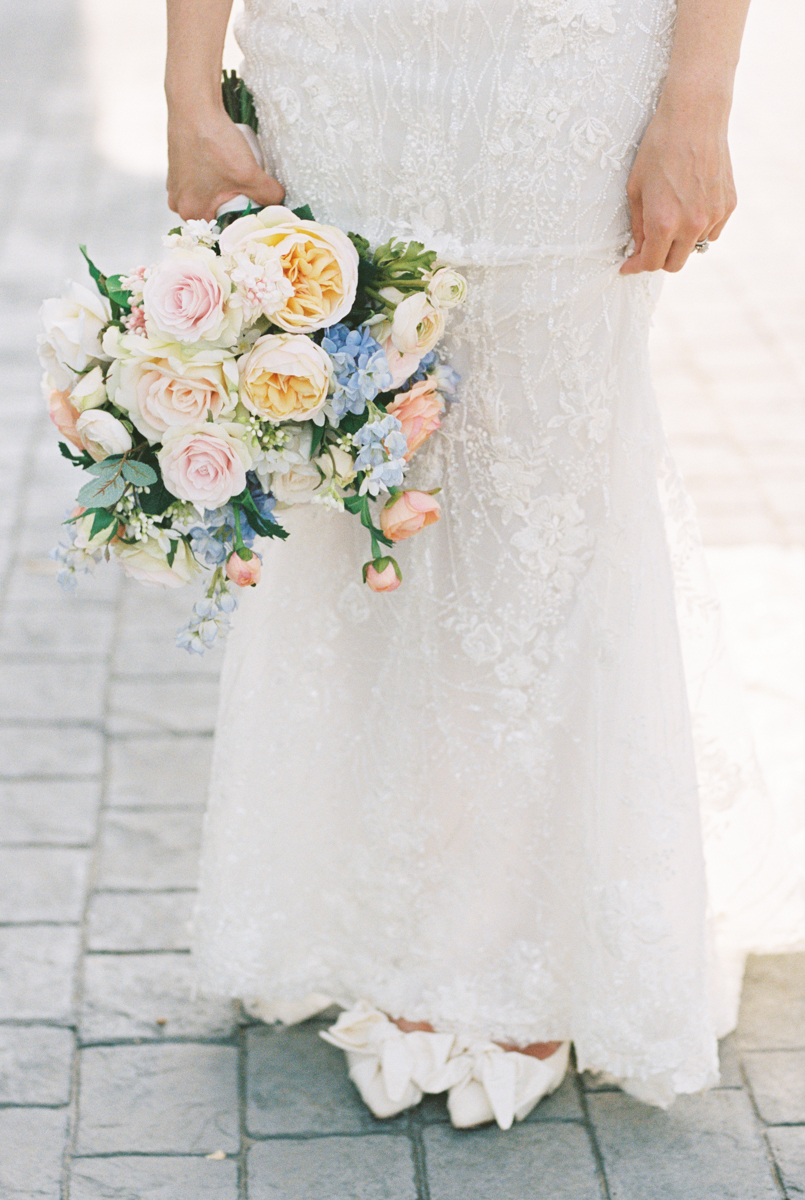 bride bouquet and shoes