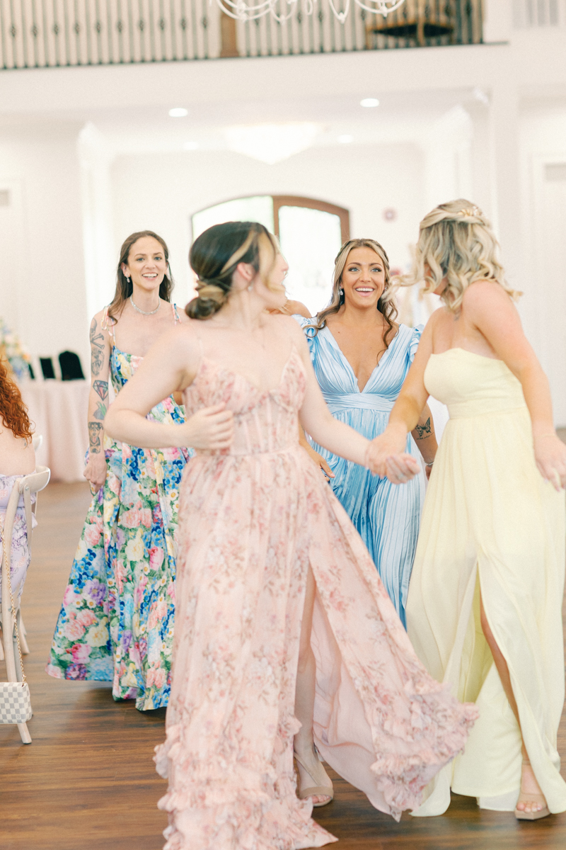bridesmaids entering reception