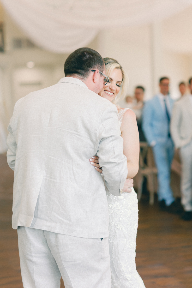 bride and groom dancing