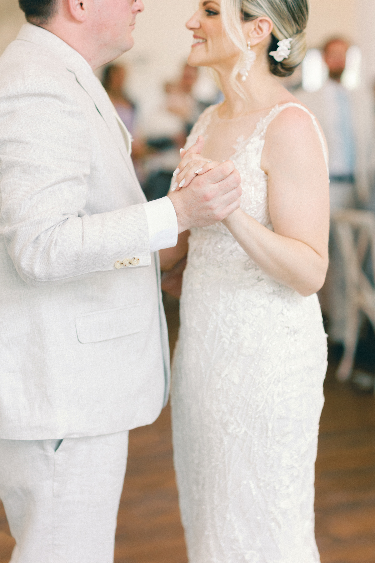 bride and groom dancing