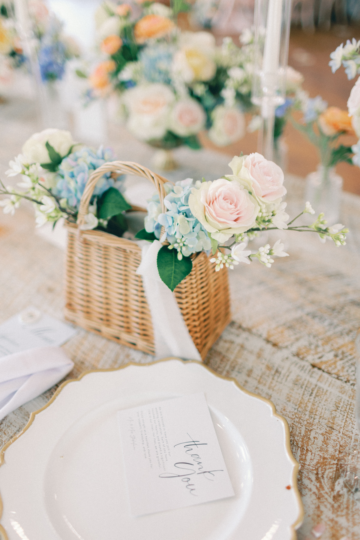 flower basket on table