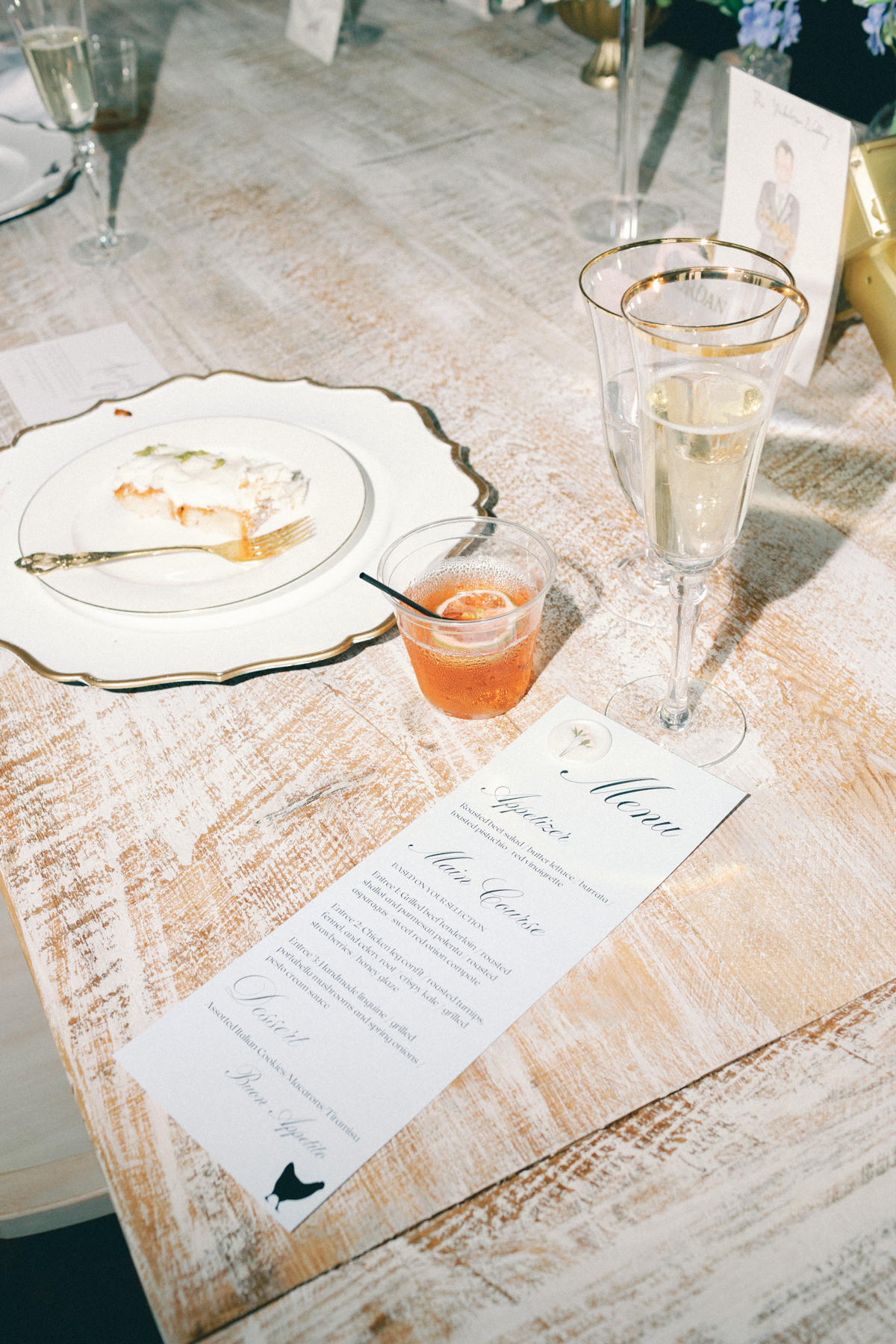 cake and drink on table