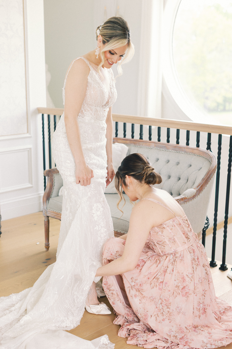 bride putting on shoes