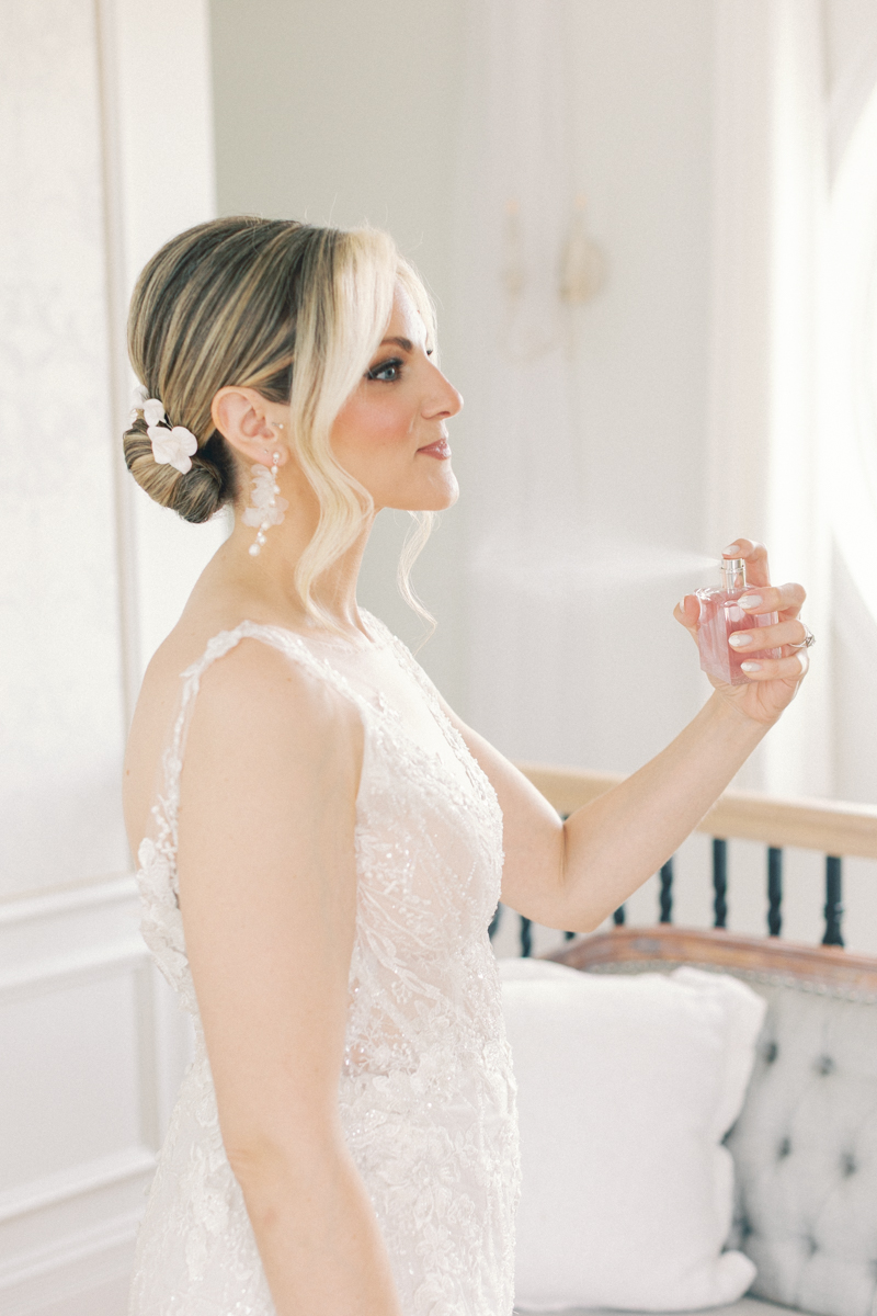 bridal spraying perfume