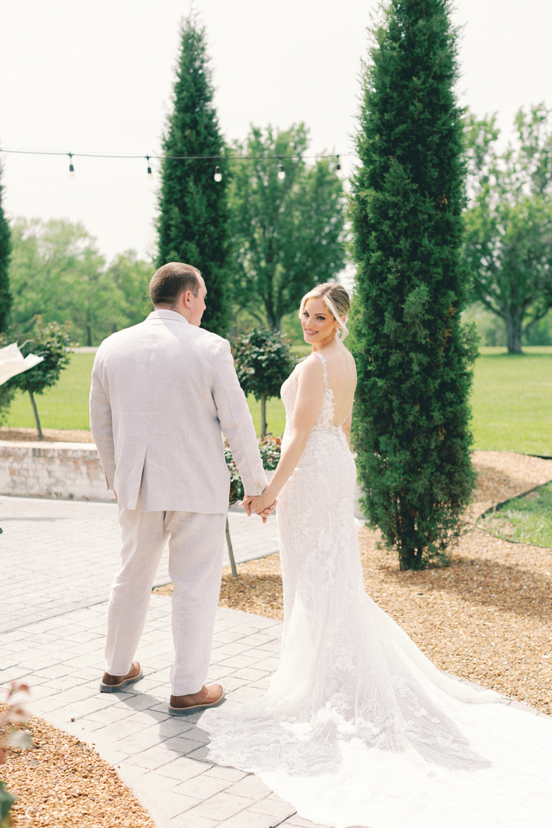groom and bride walking