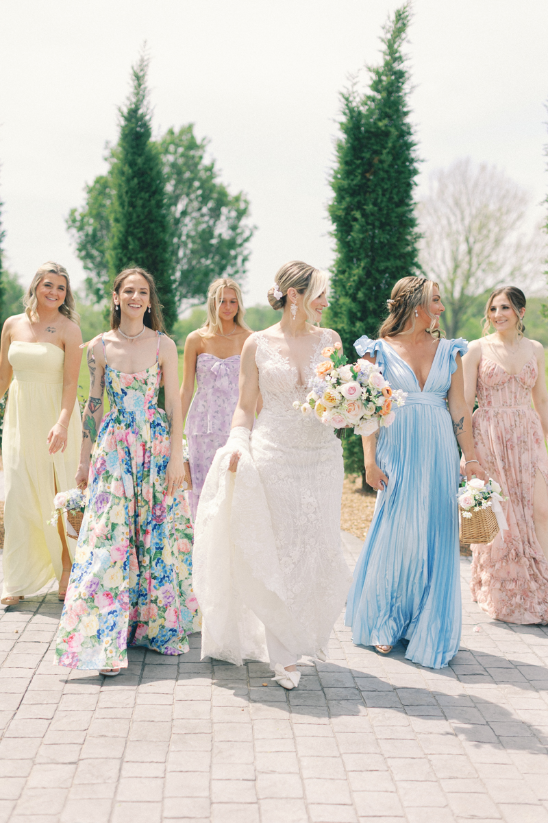 bridesmaids walking