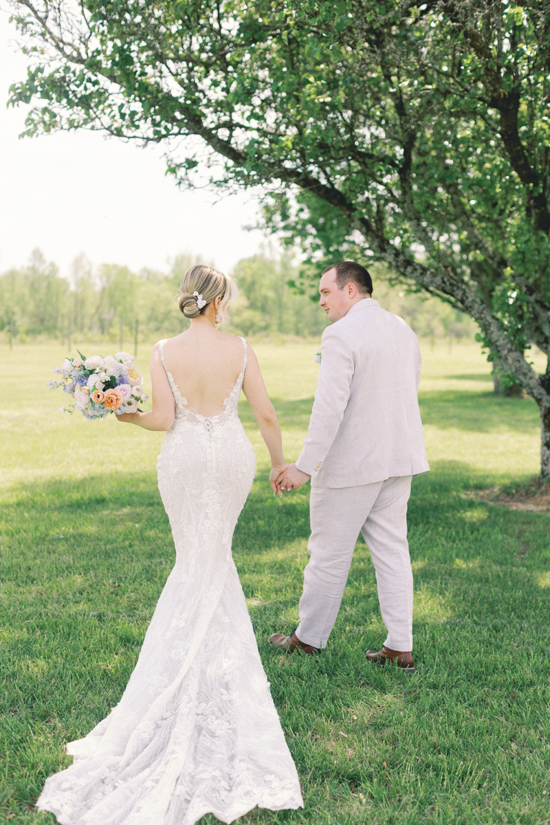 groom and bride walking