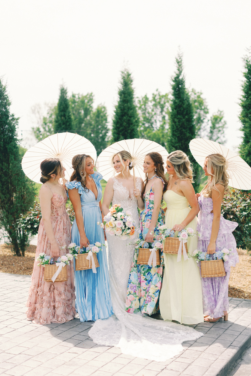 bridesmaids with parasols