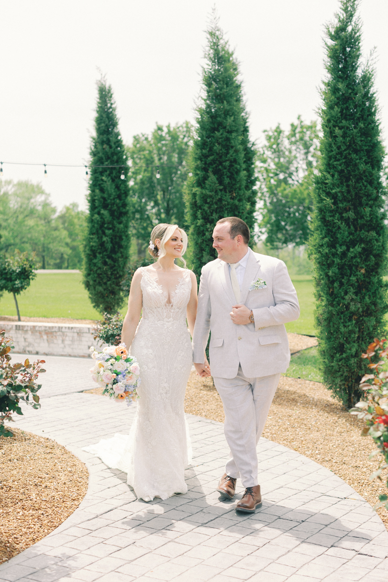 groom and bride walking