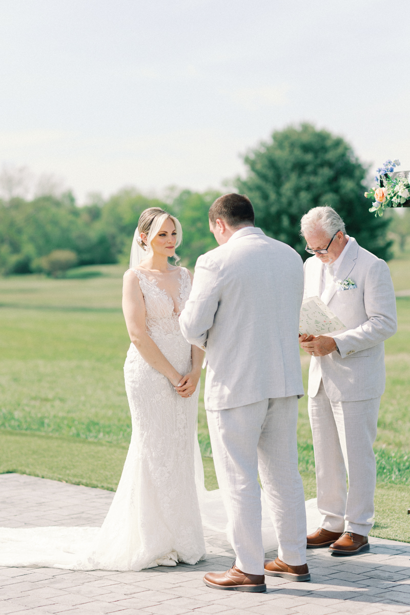 bride listening to vows