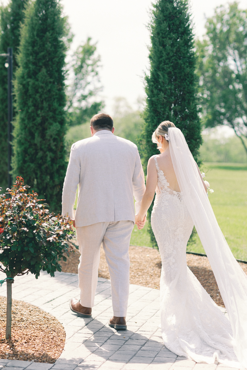 bride and groom recessing