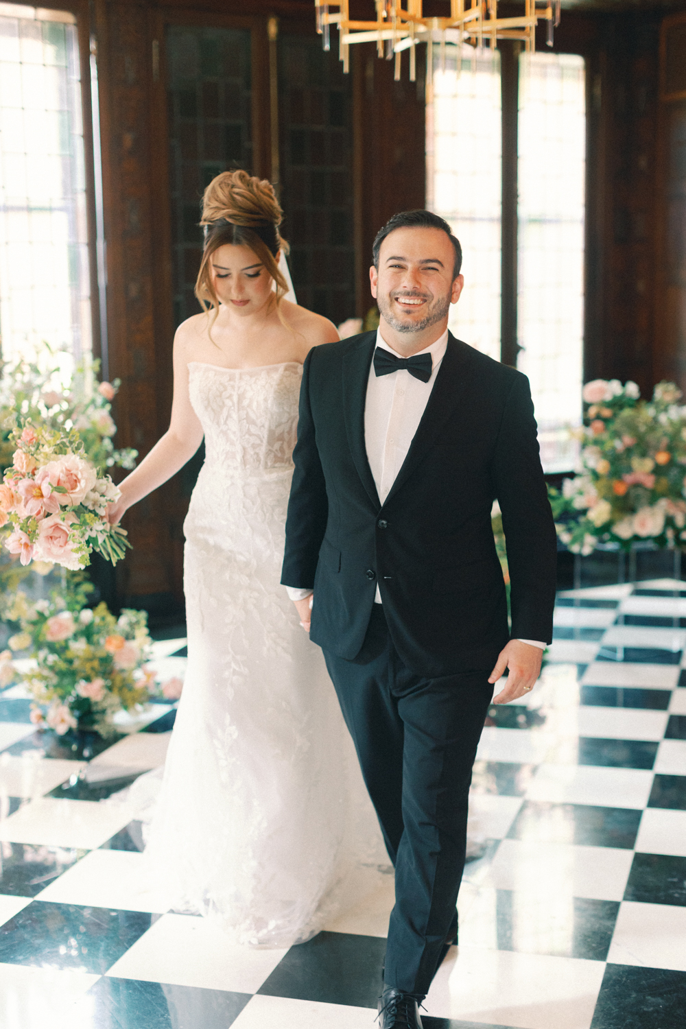 groom walking with bride