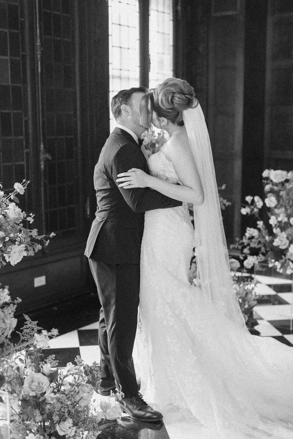black and white portrait of couple