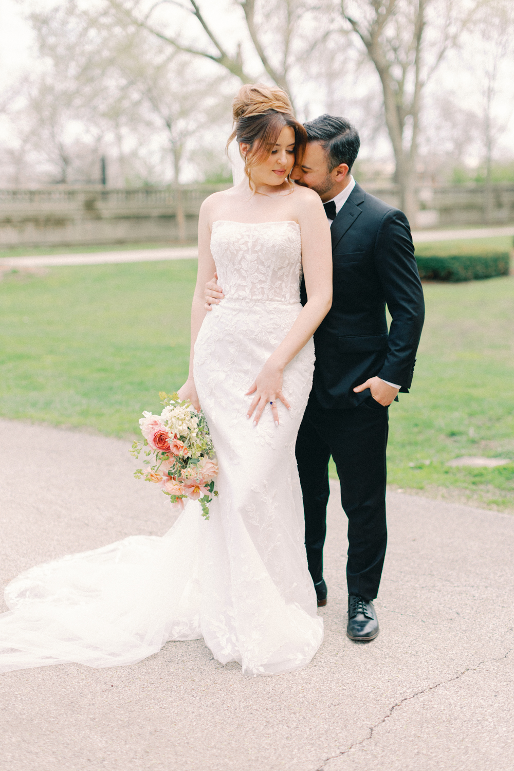 groom kissing bride