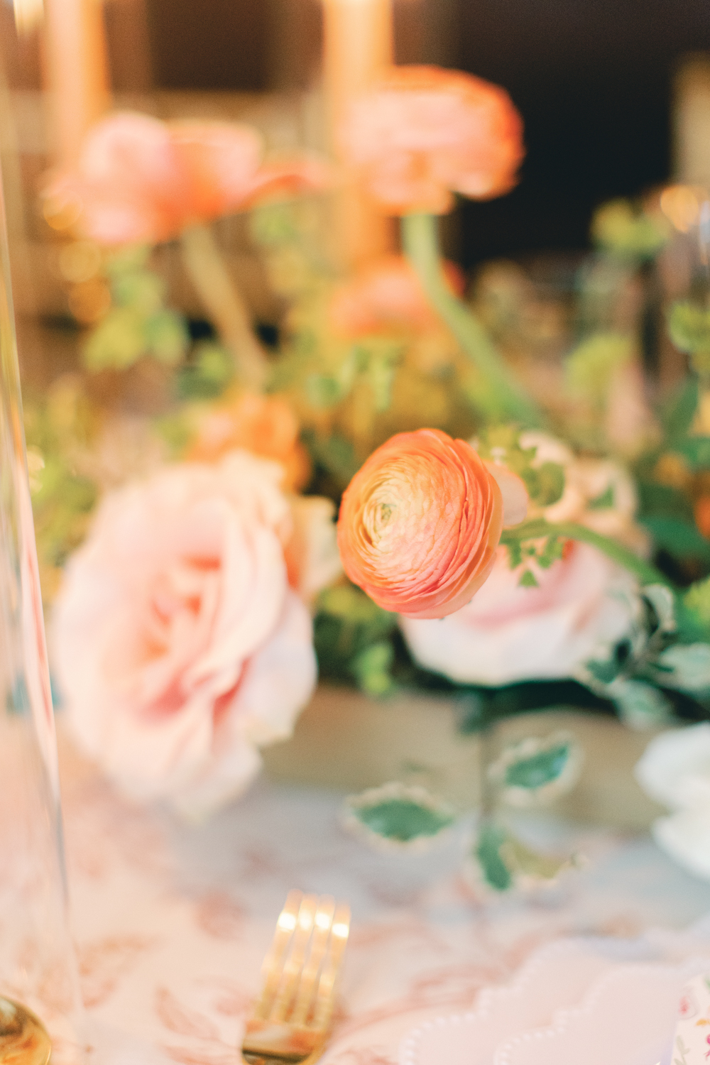 flower detail on reception table