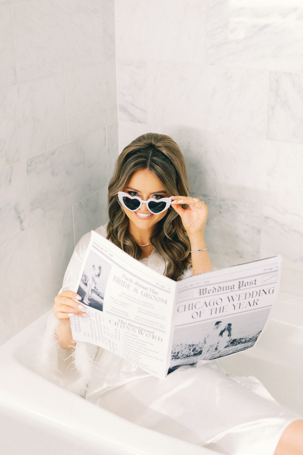 bride in getting ready robe
