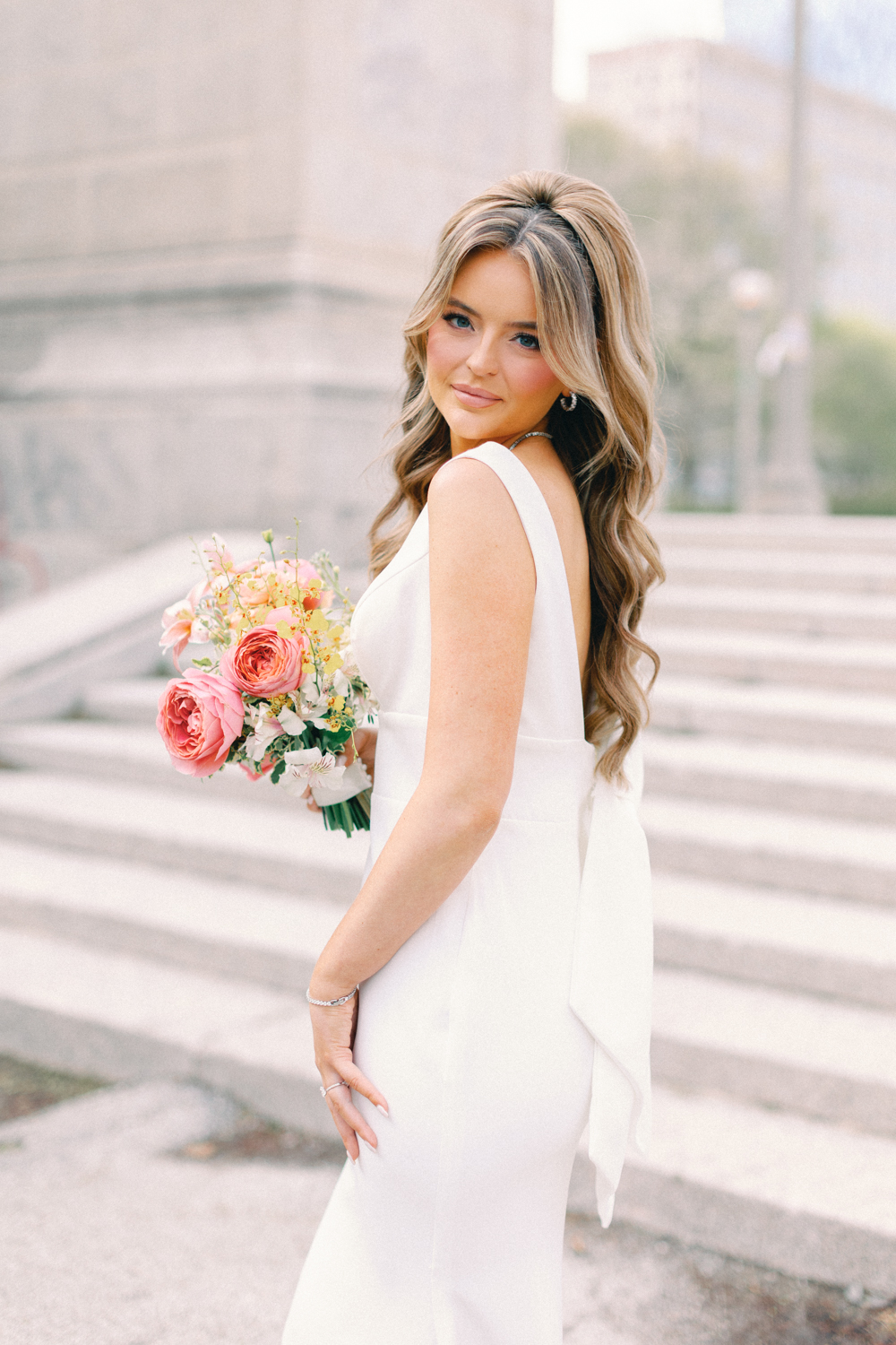 bride smiling at camera