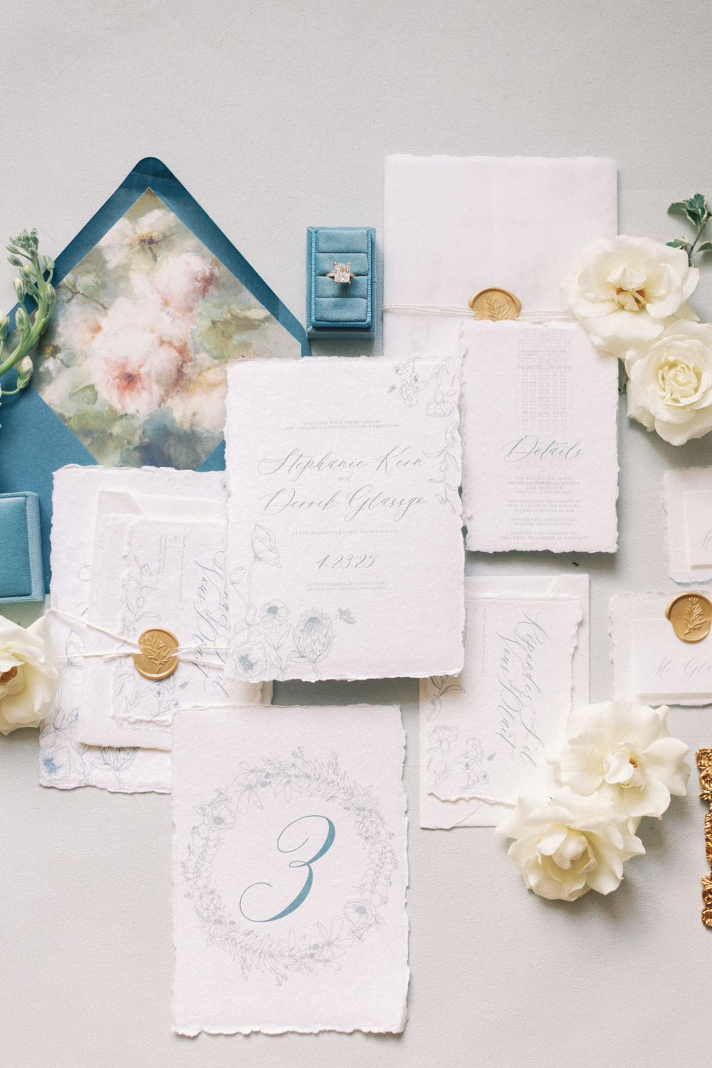 wedding invite flatlay