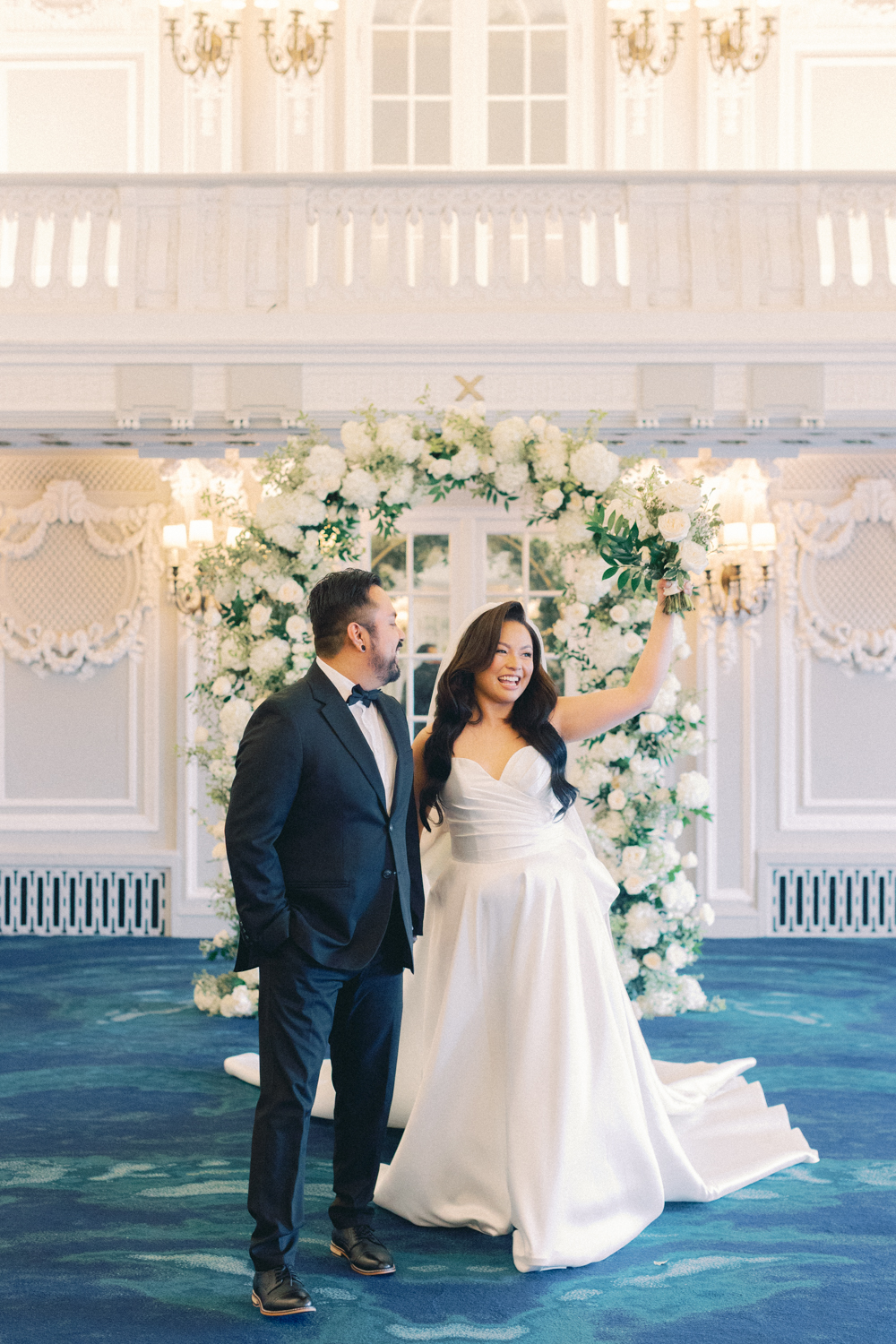 couple recessing from ceremony