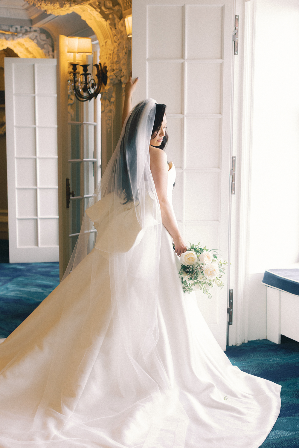 bridal portrait by window