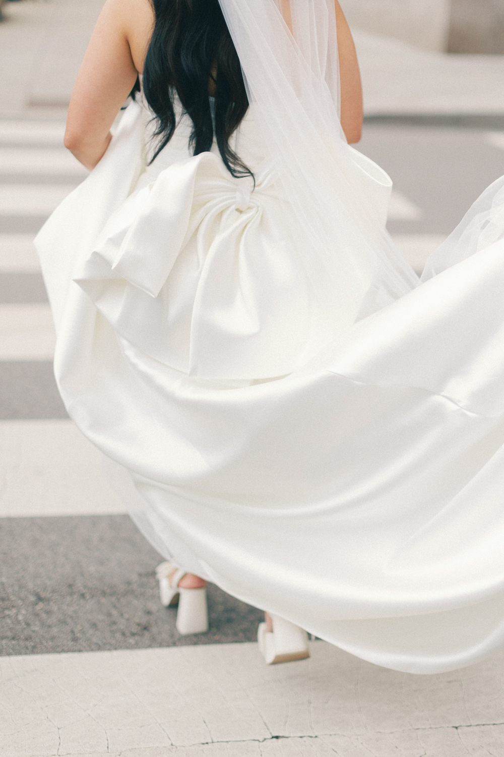 bride crossing the road