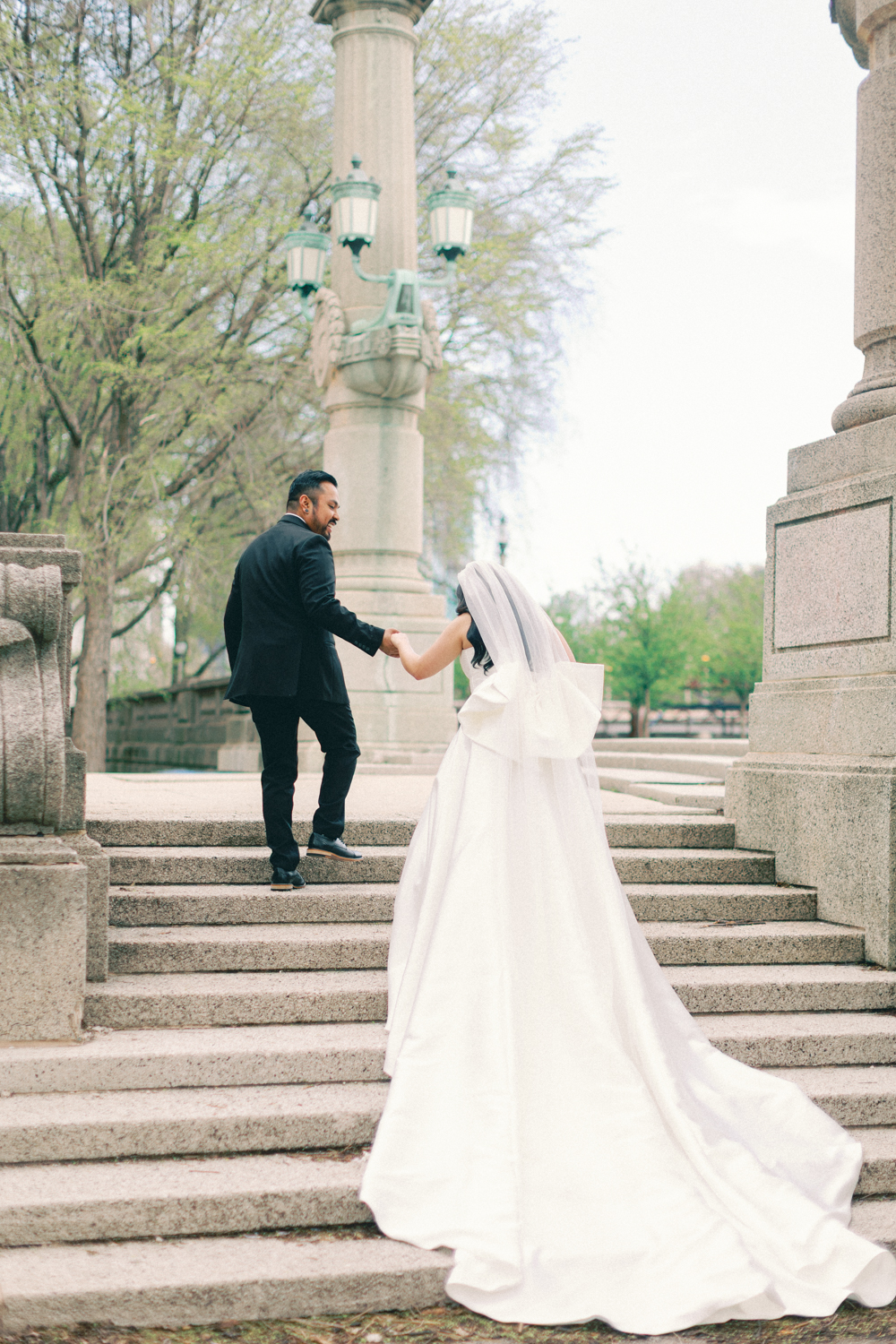 couple walking up the stairs