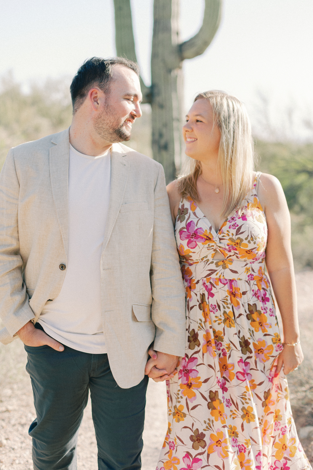 couple walking in desert