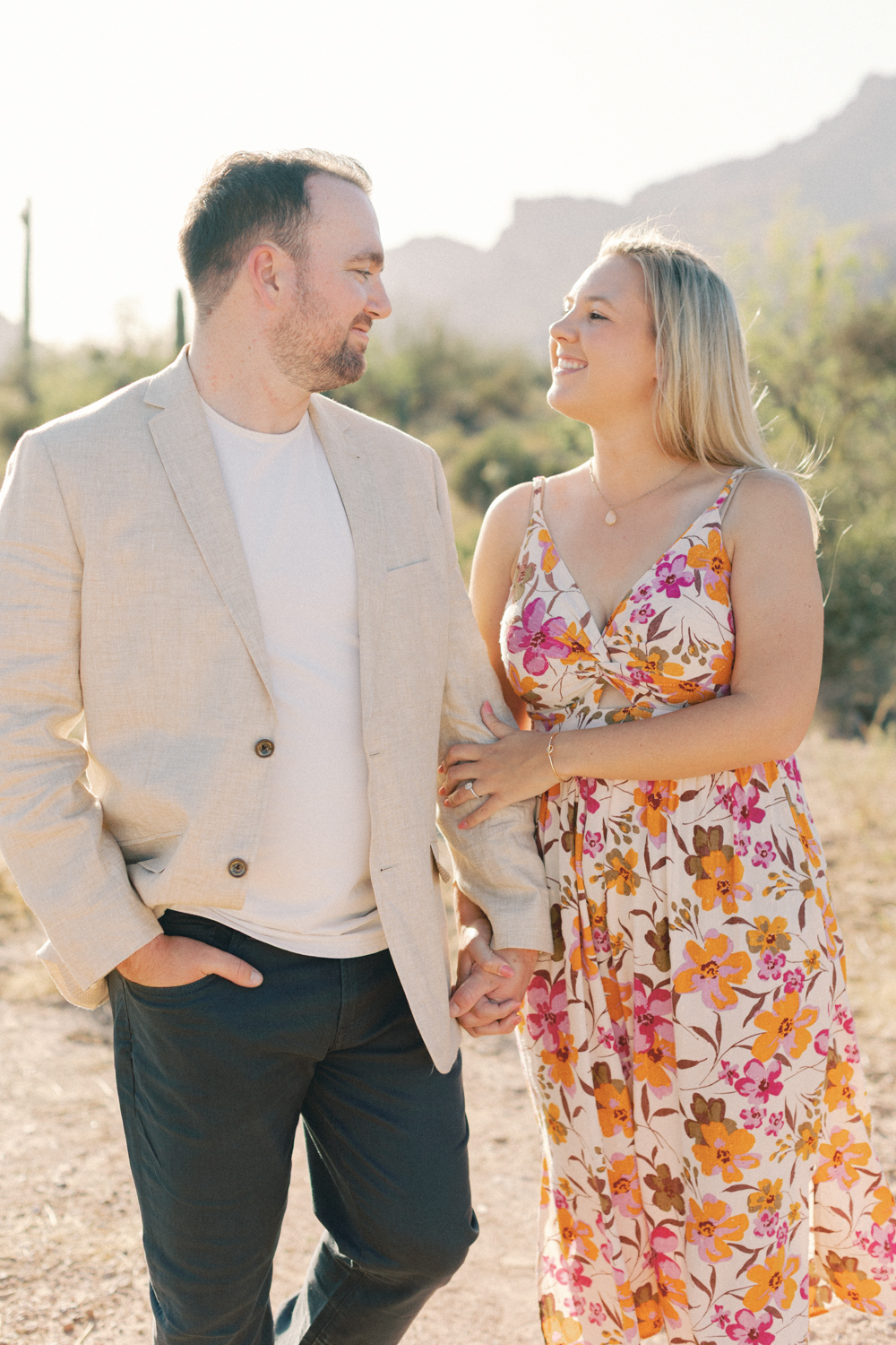 couple walking in desert