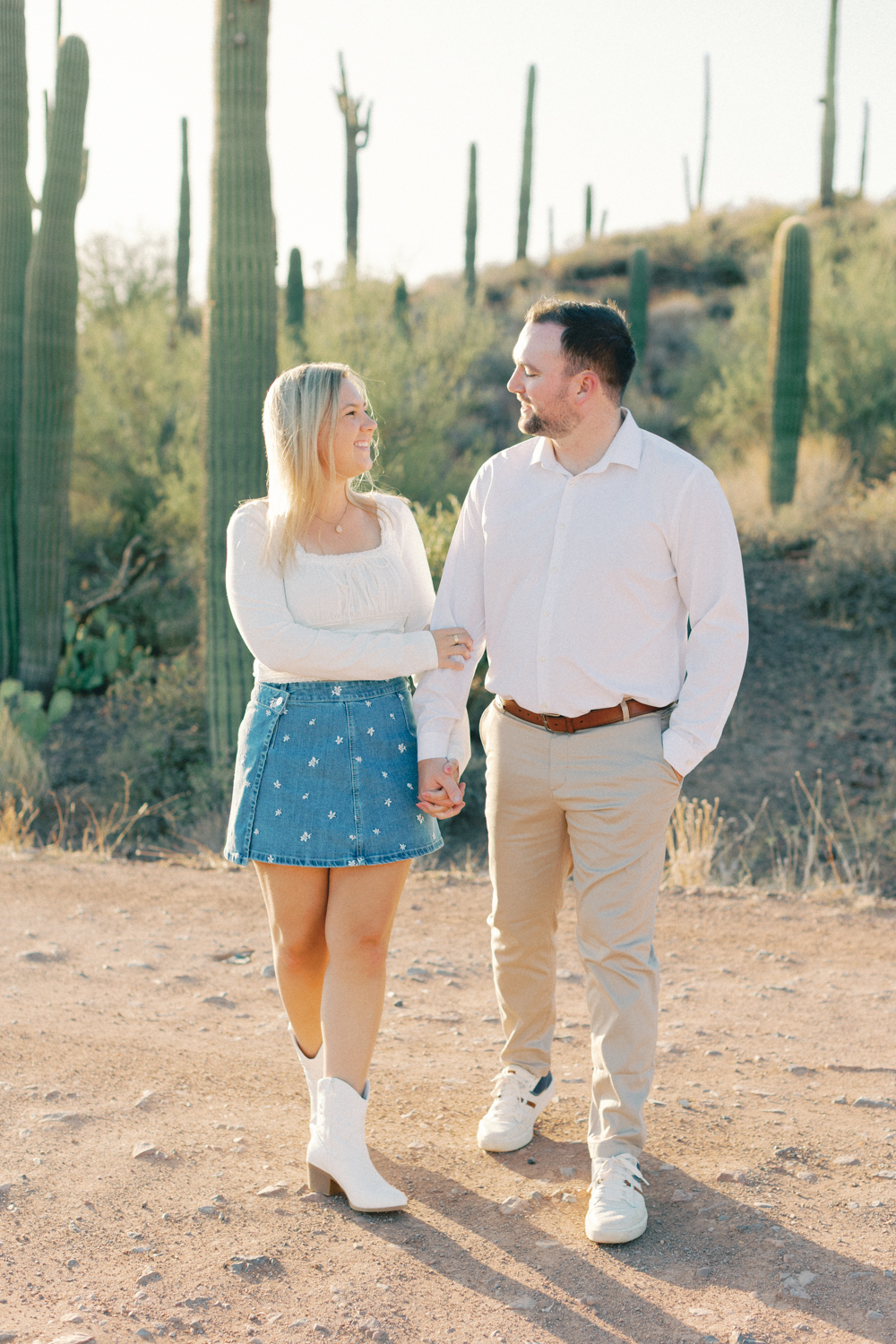 couple walking in desert