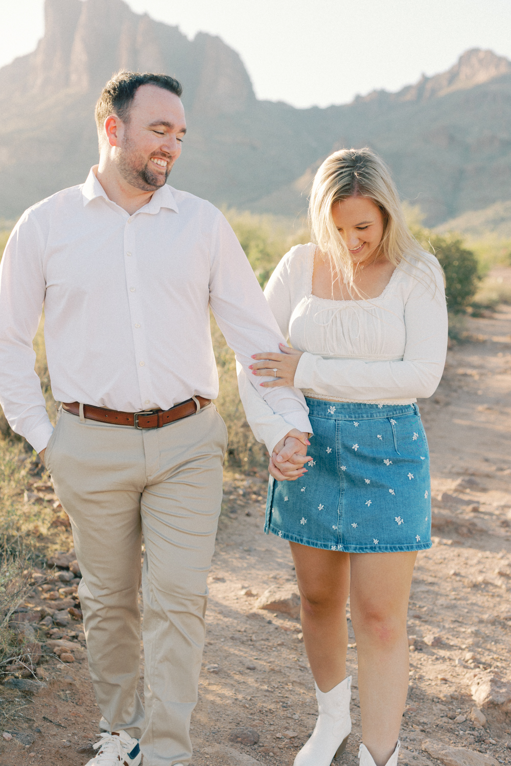 couple walking in desert