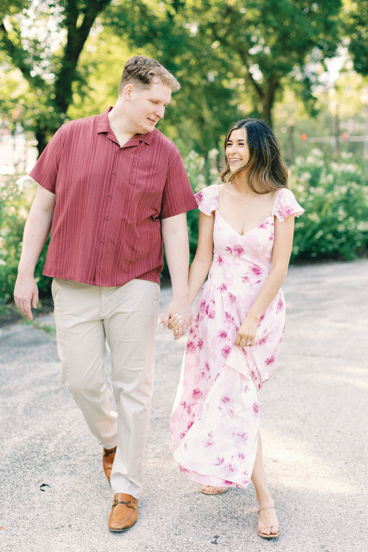 couple walking in garden