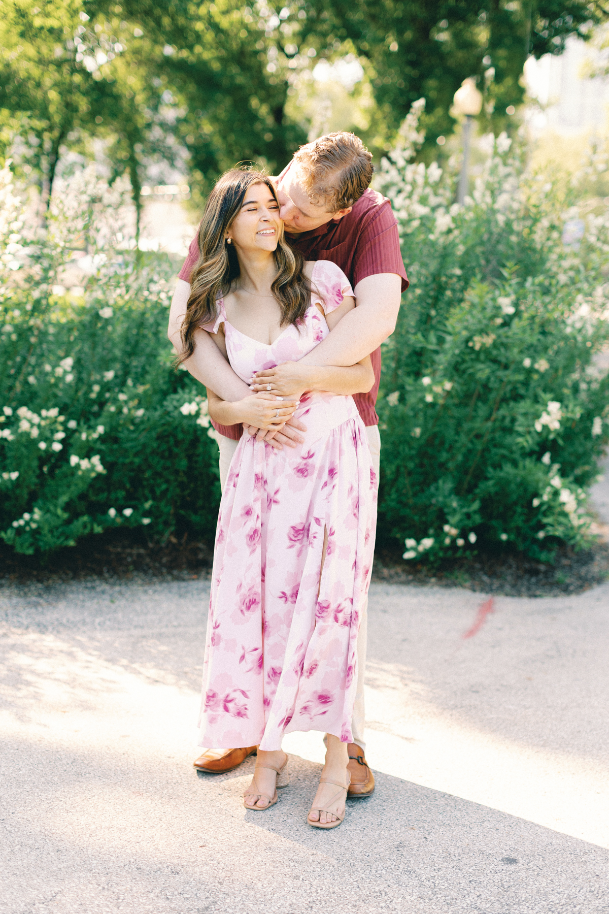 couple hugging and swaying 