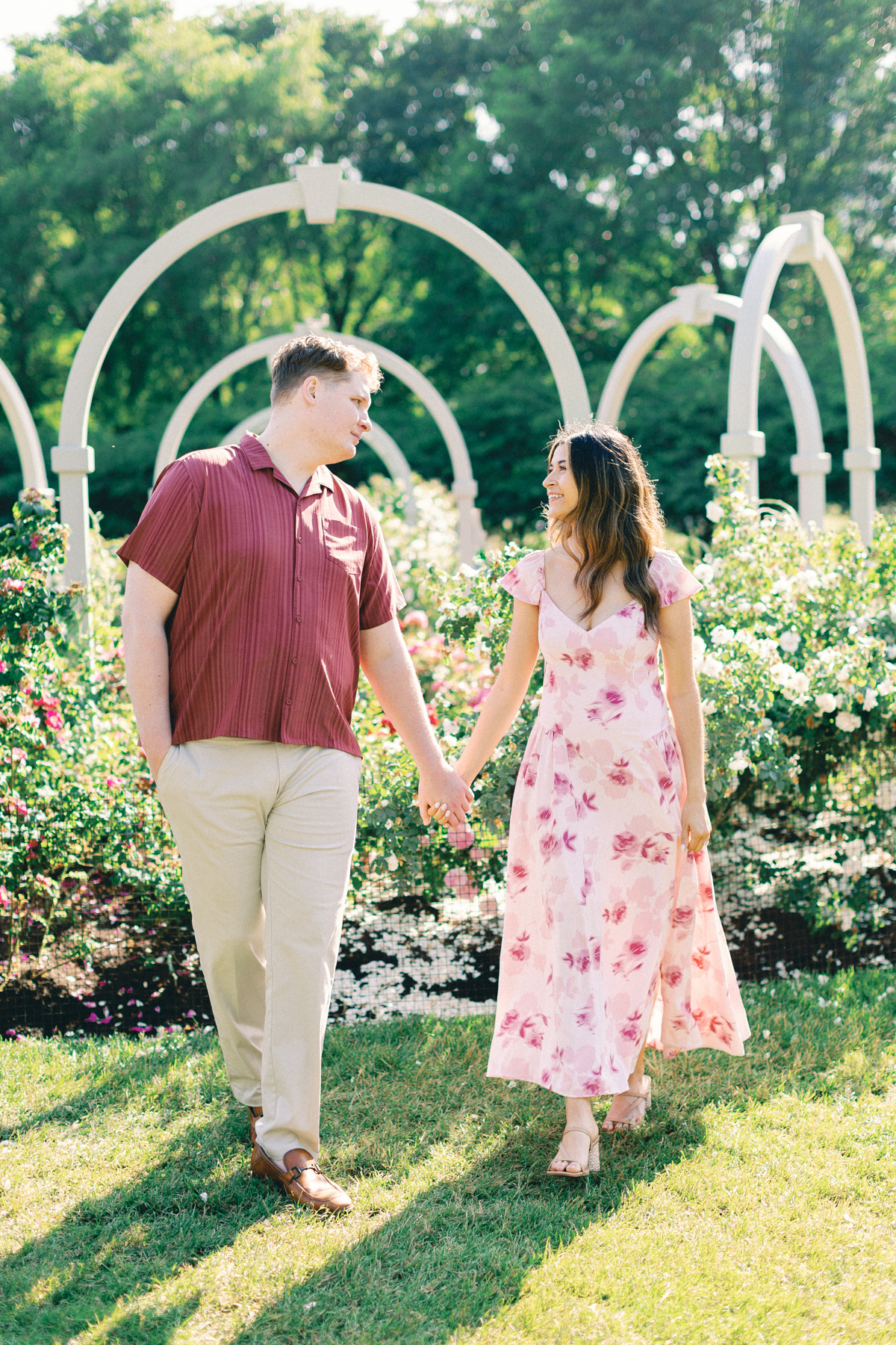 couple walking in garden
