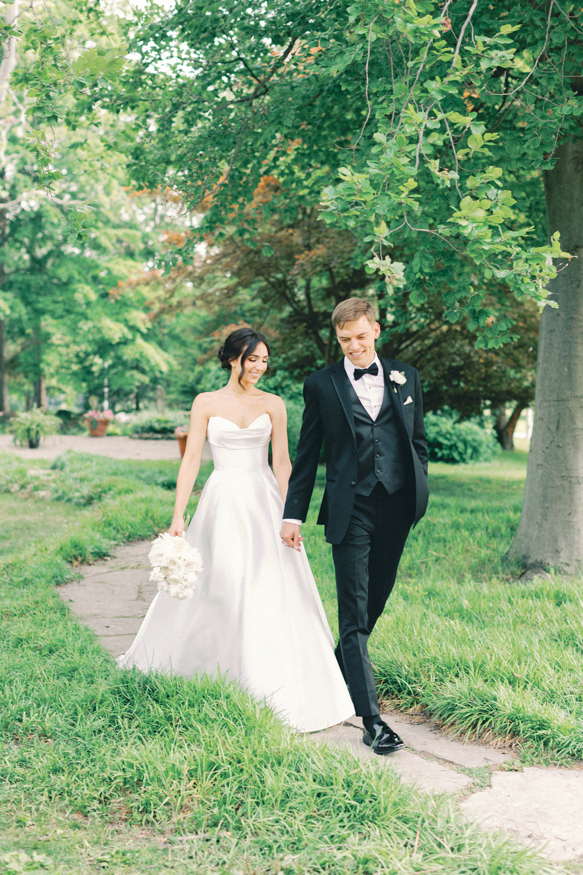 bride and groom walking