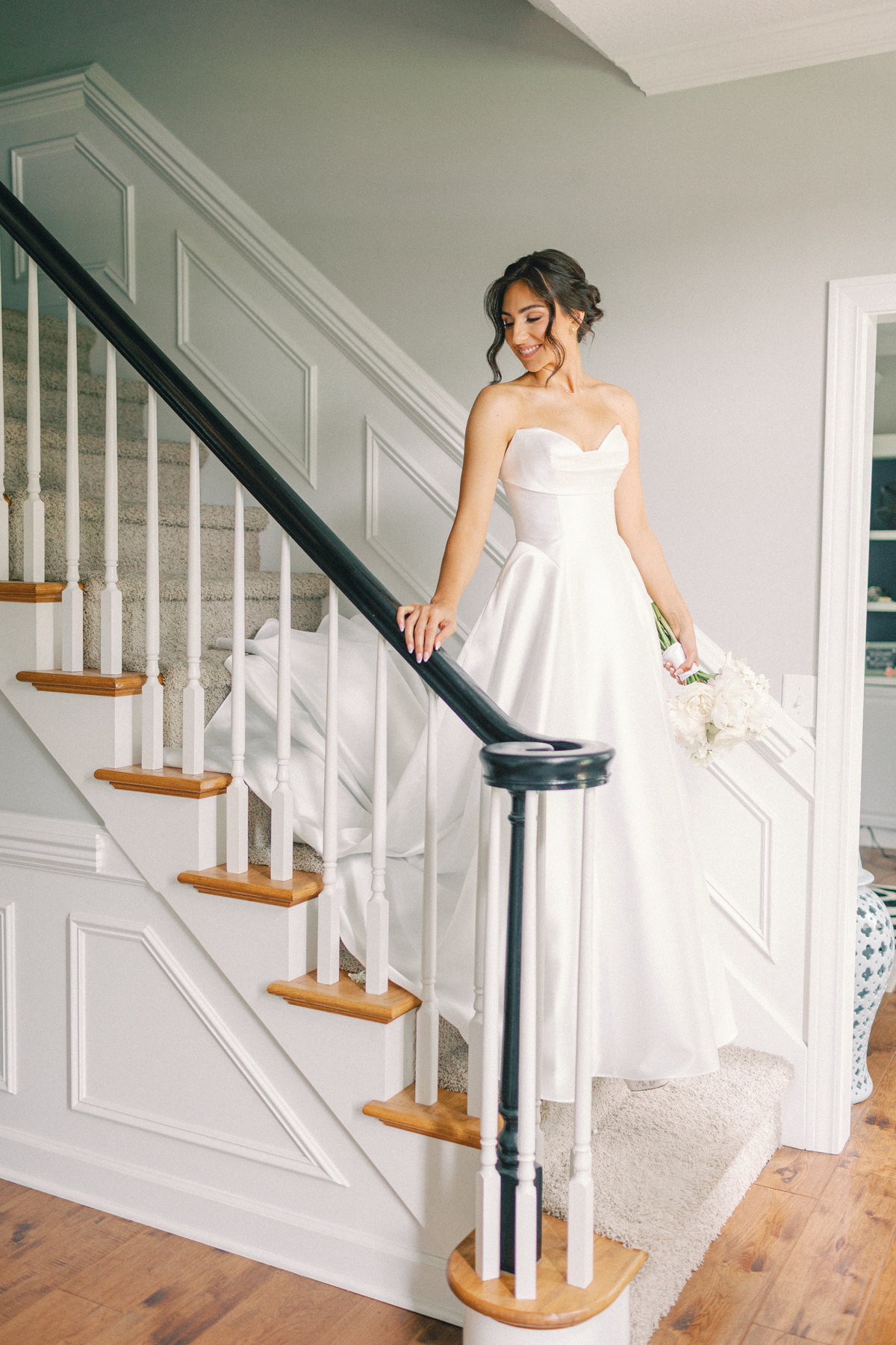 bride walking down stairs