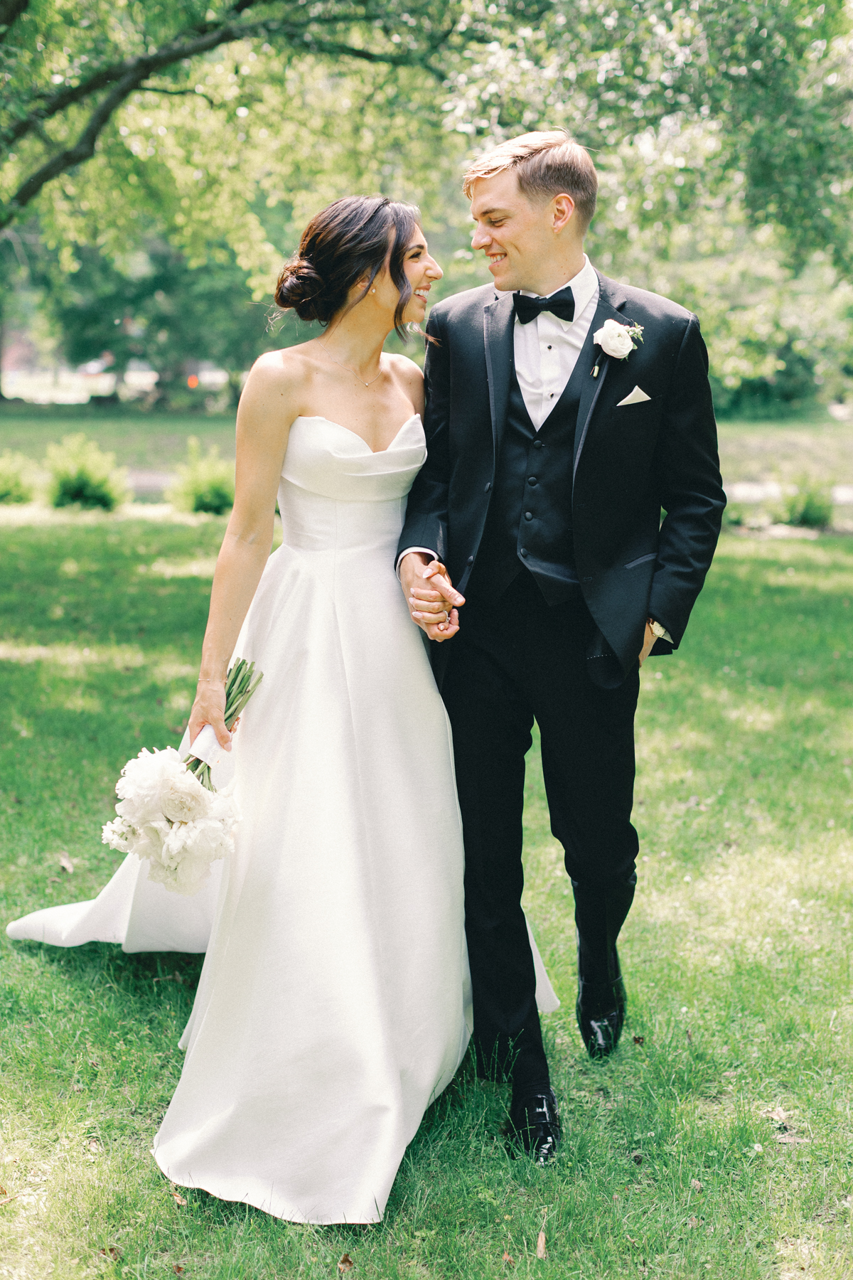 bride and groom walking