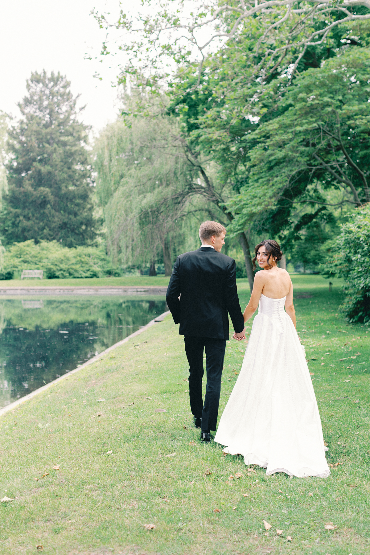 bride and groom walking
