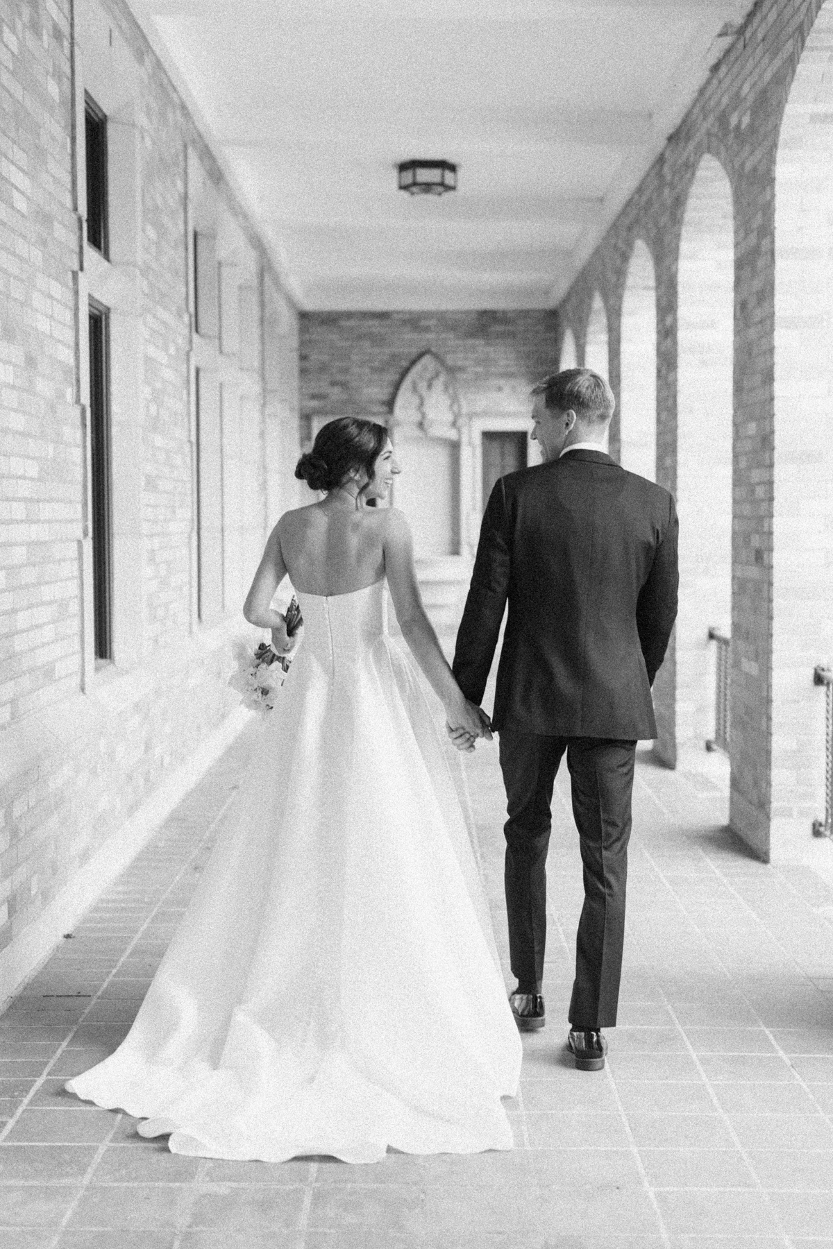 bride and groom walking