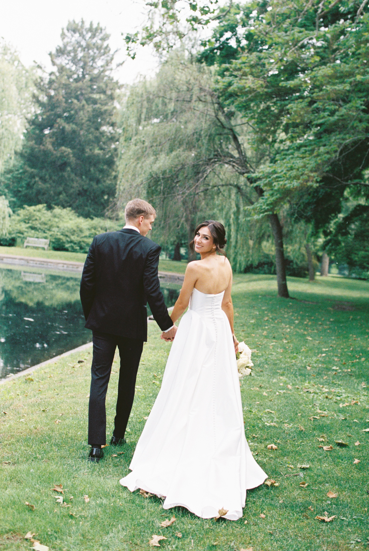 bride and groom walking