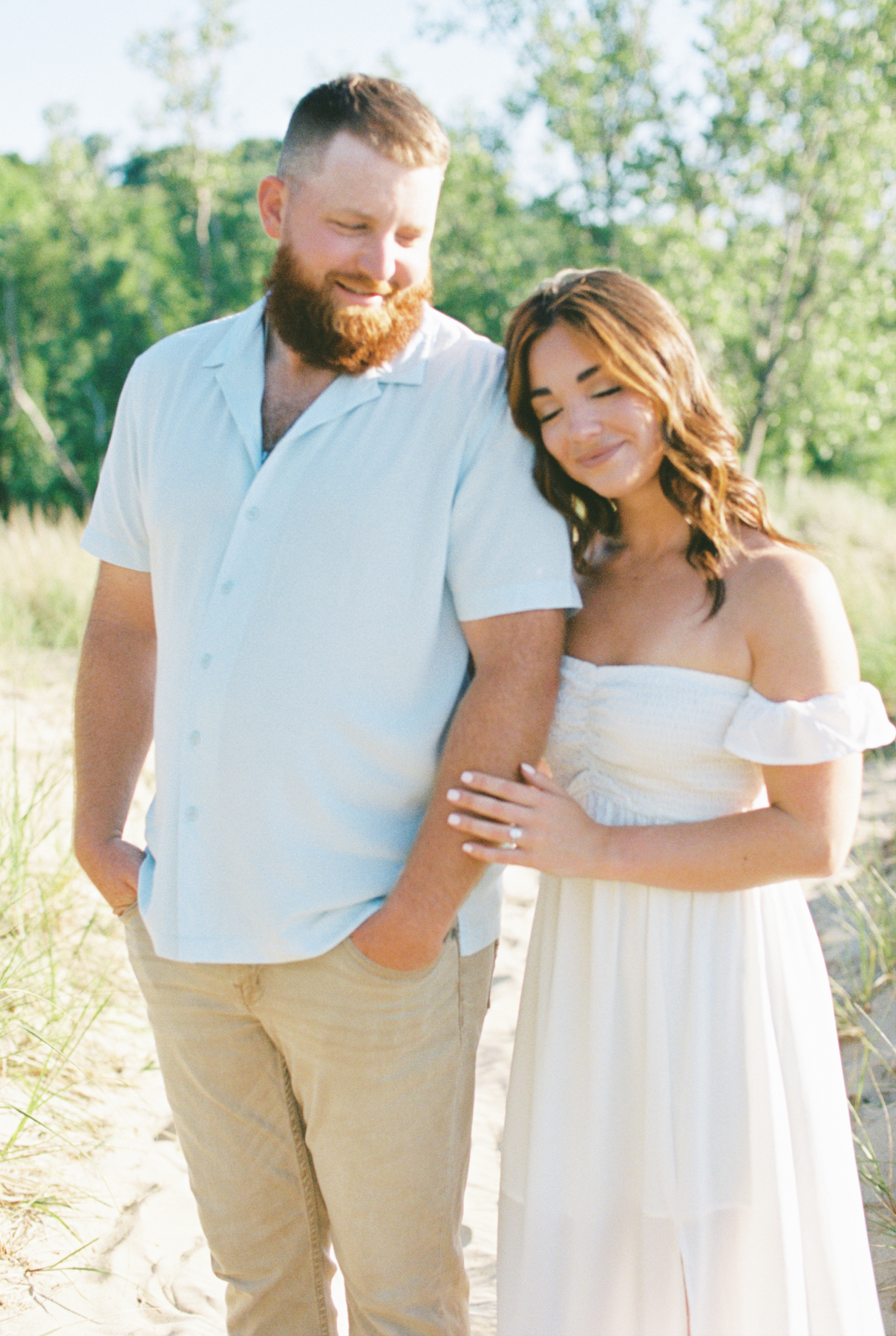 couple leaning on each other