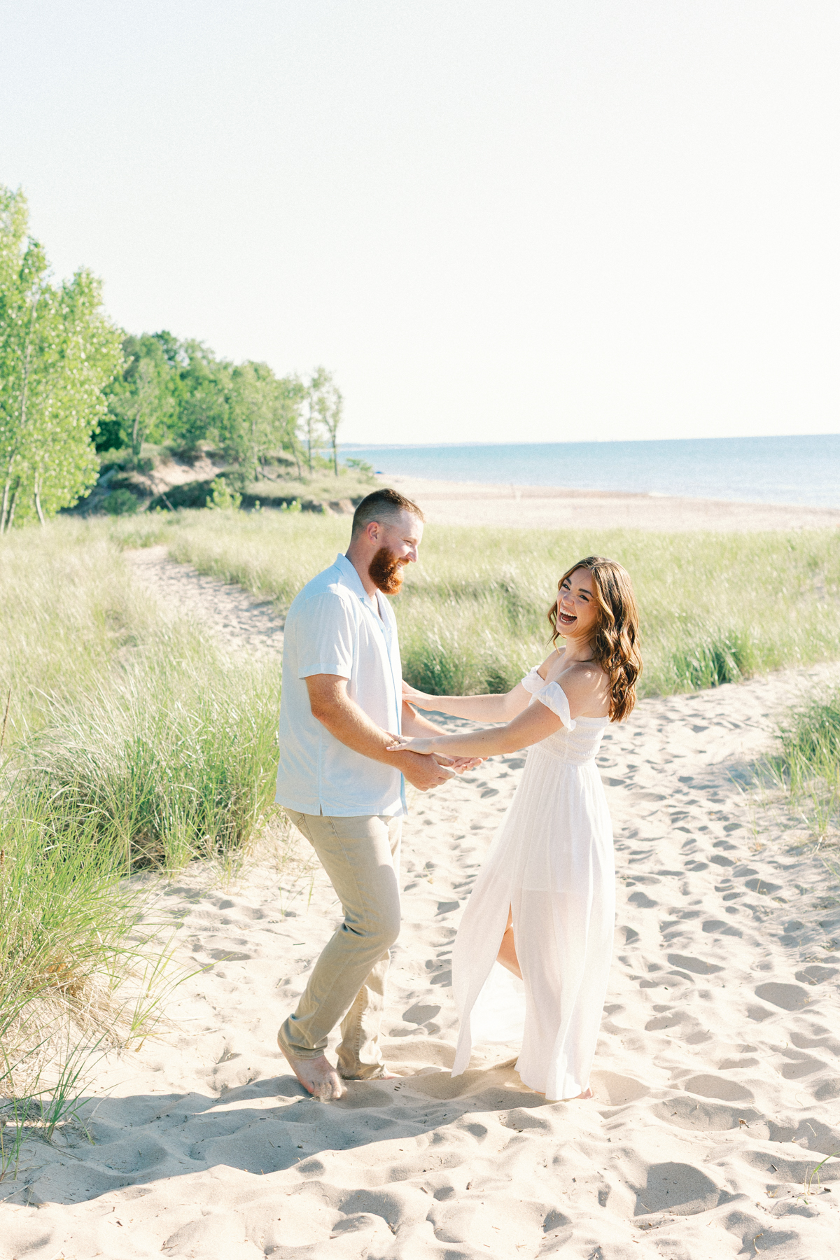 couple laughing and spinning