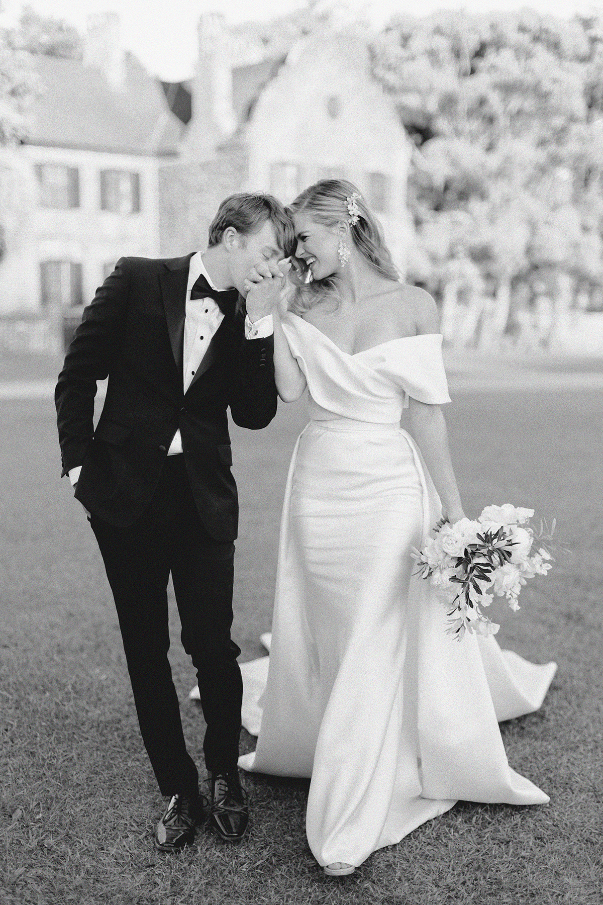bride and groom walking