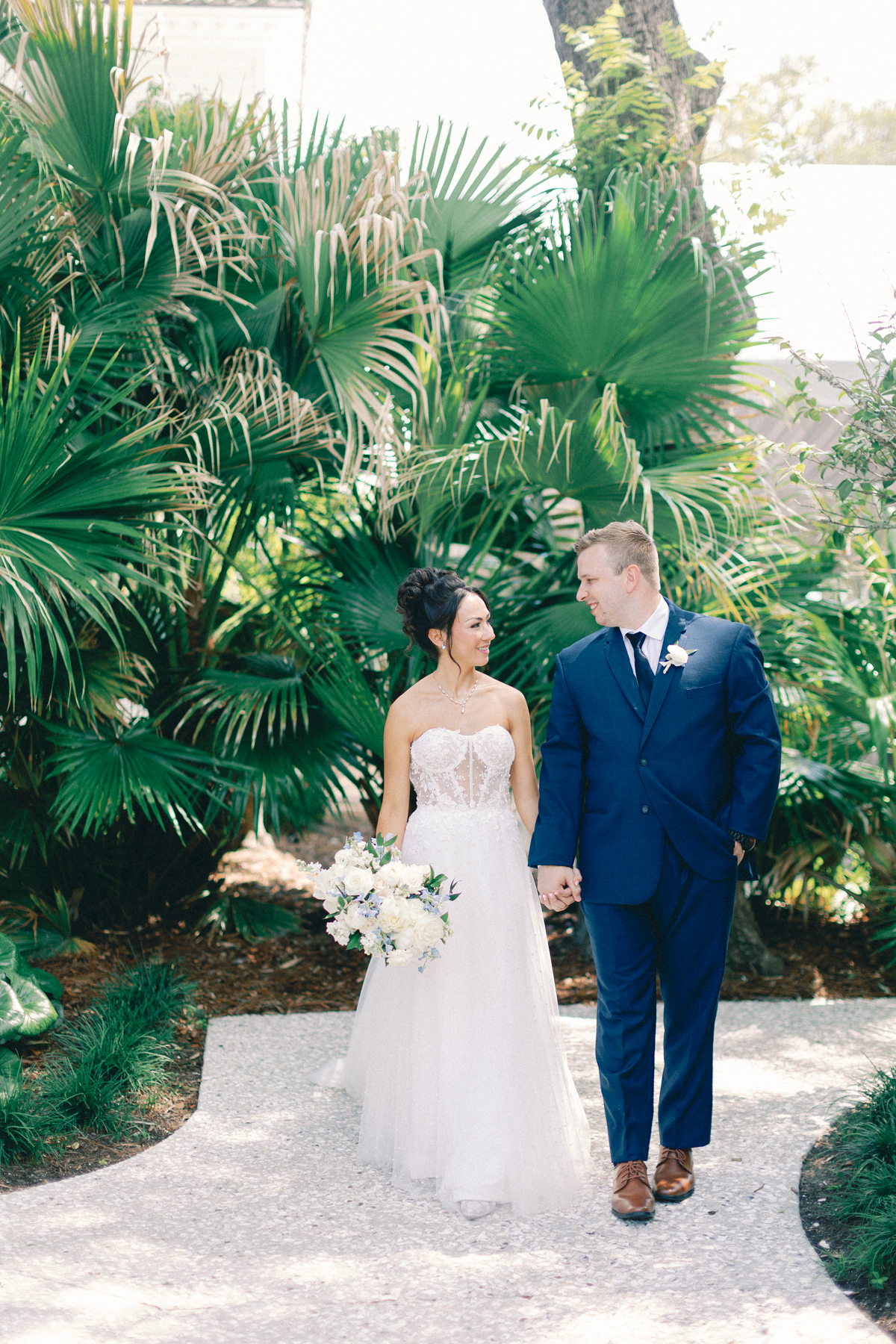 bride and groom walking