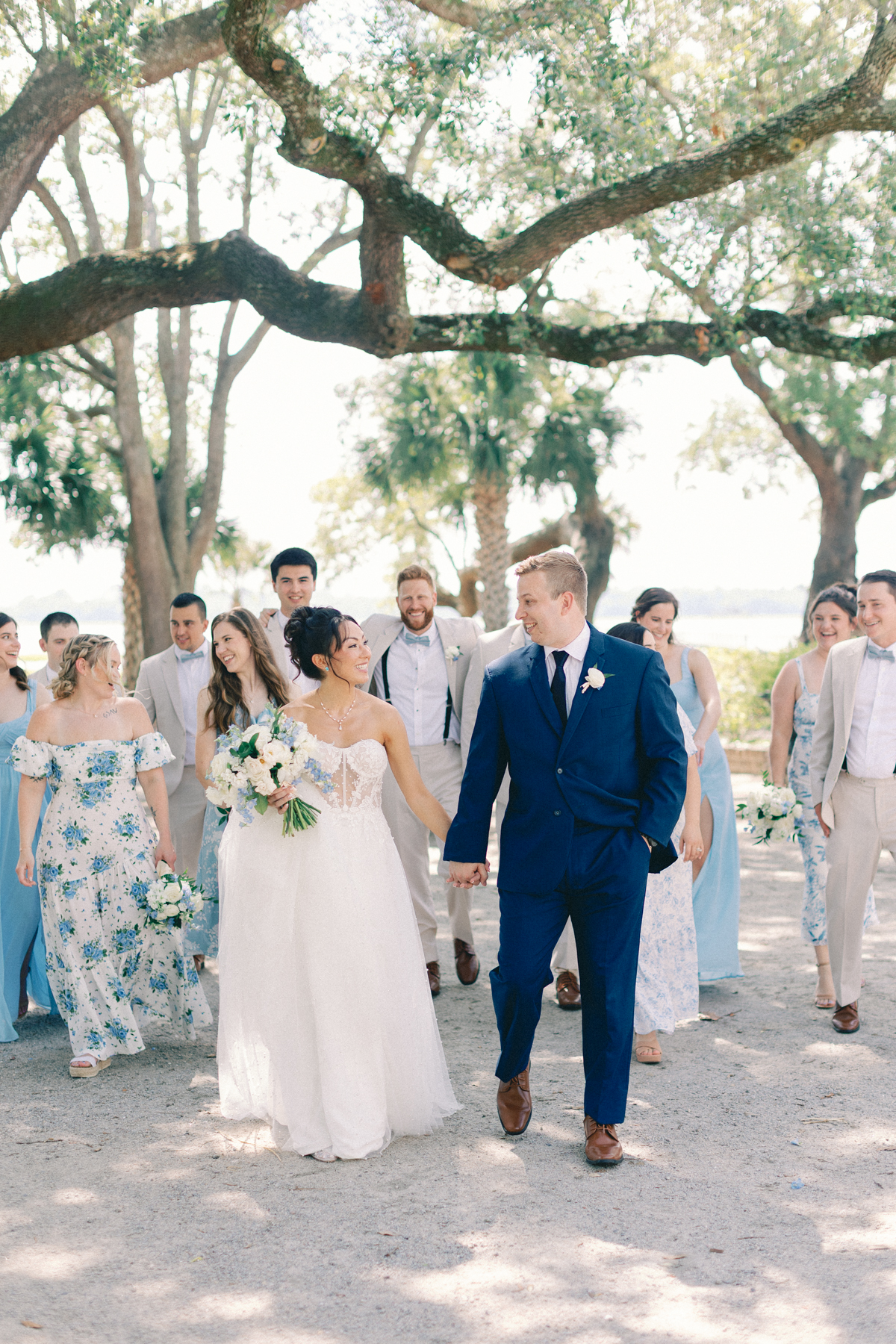 wedding party walking
