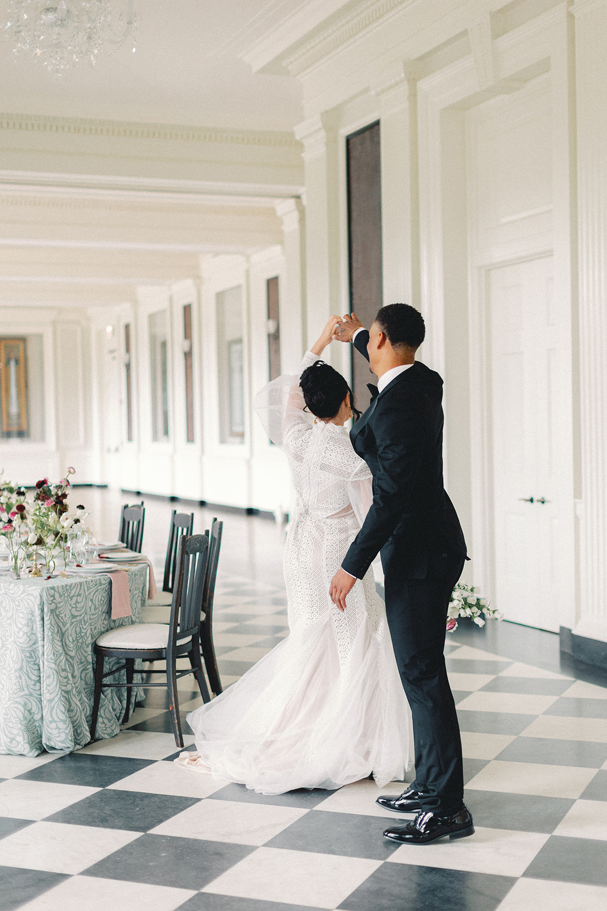 couple dancing in ballroom